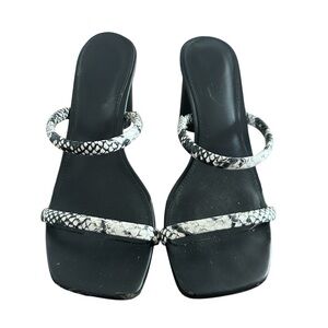 Express Black and Silver Snakeskin Sandals